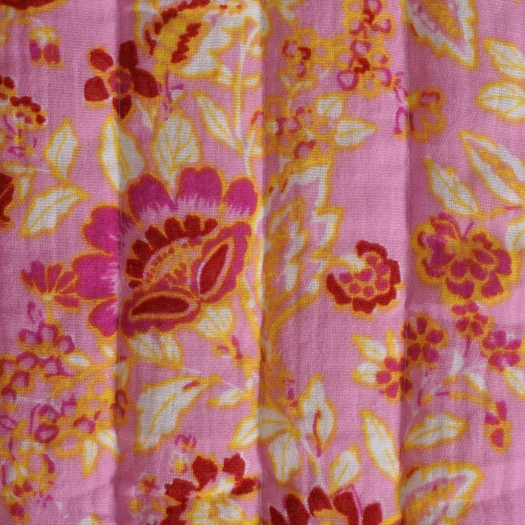 Musselin Stepper Doubleface Blüten Rauten pink orange
